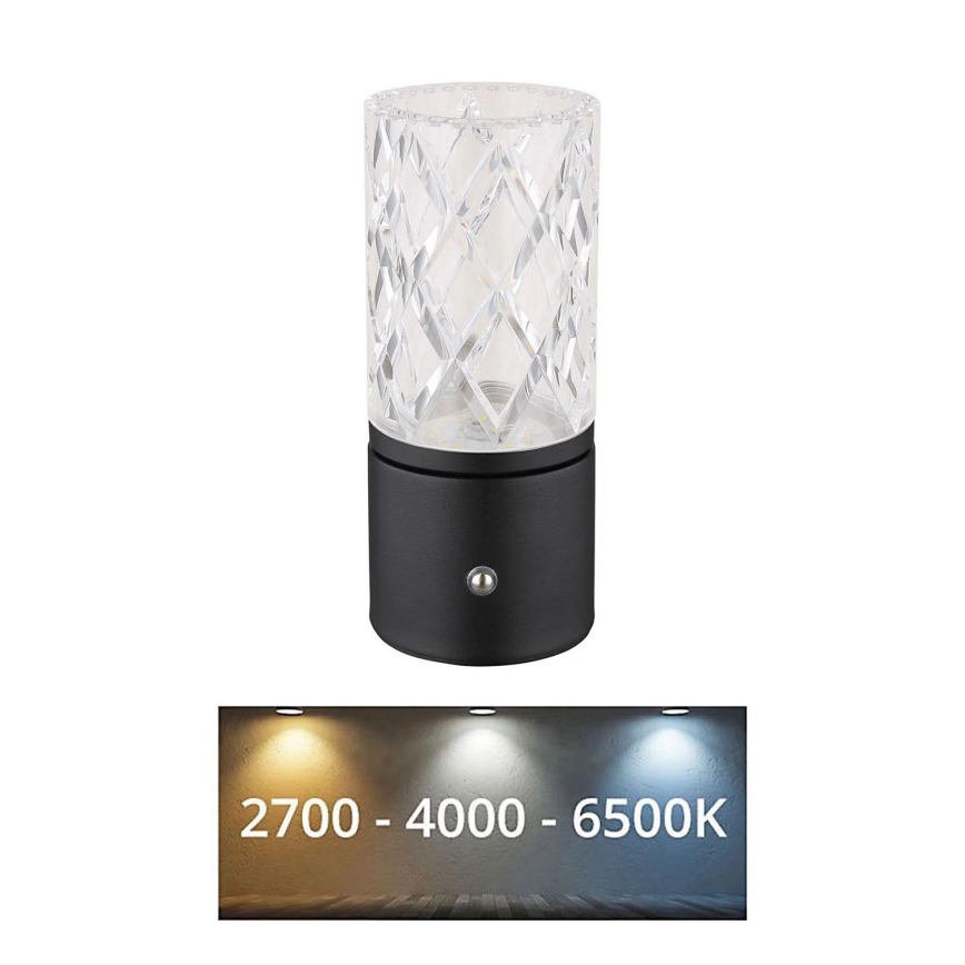 Globo - LED Prigušiva stolna lampa na dodir LED/2,5W/3,7V 2700K/4000K/6500K 1800 mAh USB crna