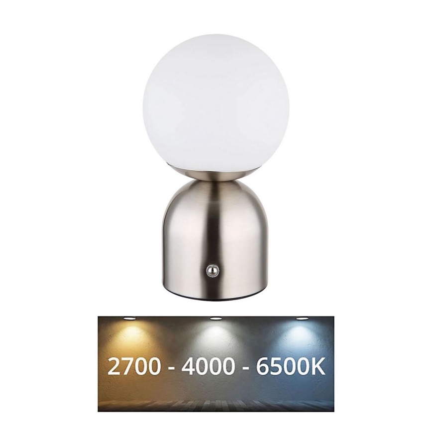 Globo - LED Prigušiva stolna lampa na dodir LED/2,5W/3,7V 2700K/4000K/6500K 1800 mAh USB mat krom