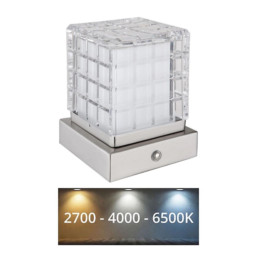 Globo - LED Prigušiva stolna lampa na dodir LED/2,5W/3,7V 2700K/4000K/6500K 1800 mAh USB mat krom