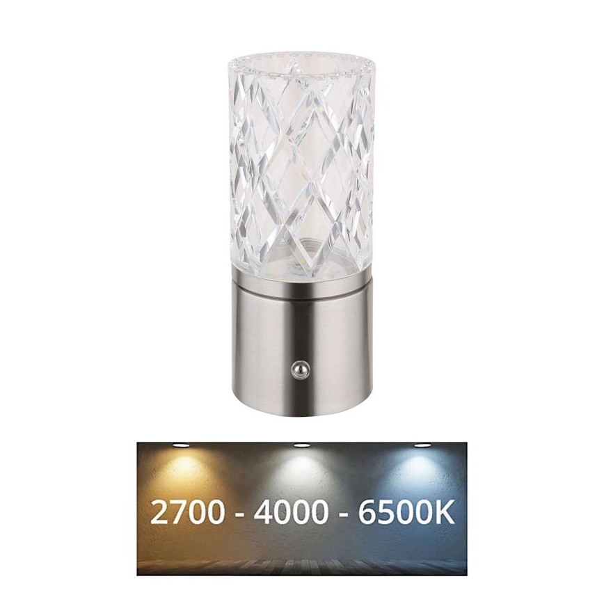 Globo - LED Prigušiva stolna lampa na dodir LED/2,5W/3,7V 2700K/4000K/6500K 1800 mAh USB mat krom