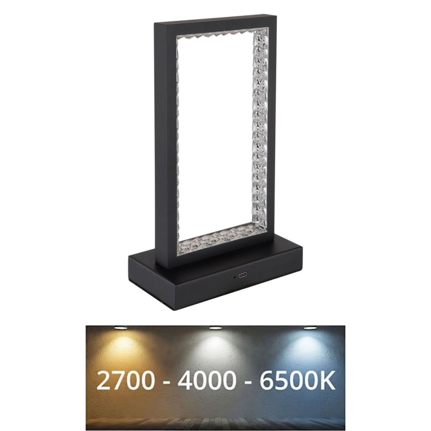 Globo - LED Prigušiva stolna lampa na dodir LED/3W/3,7V 2700K/4000K/6500K 1800 mAh USB crna