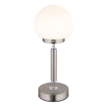 Globo - LED punjiva stolna lampa s dodirnim upravljačem, prigušivač, LED/2,5W/5V 1800mAh 2700/4000/6500K mat krom