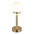 Globo - LED punjiva stolna lampa s dodirnim upravljačem, prigušivač LED/2,5W/5V 1800mAh 2700/4000/6500K mesing