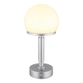 Globo - LED punjiva stolna lampa s dodirnim upravljačem, prigušivač, LED/2,5W/5V 1800mAh 2800K srebrna