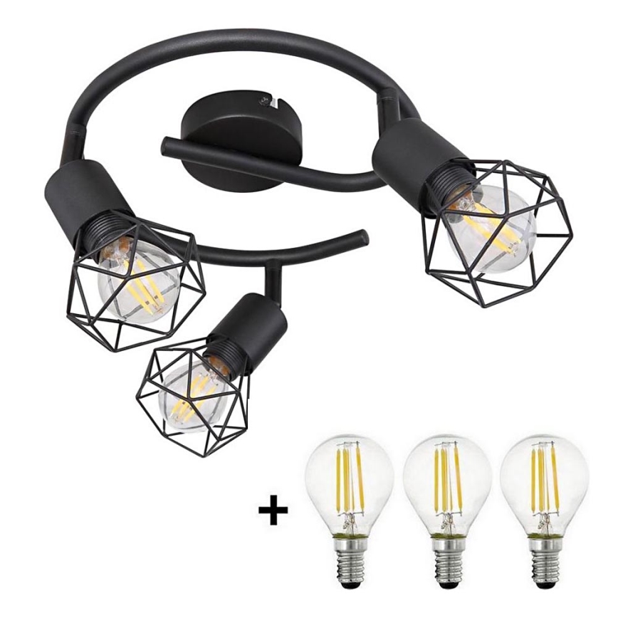 Globo - LED Reflektorska svjetiljka 3xE14/6W/230V crna