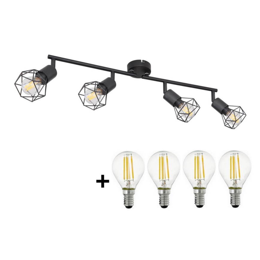 Globo - LED Reflektorska svjetiljka 4xE14/6W/230V crna