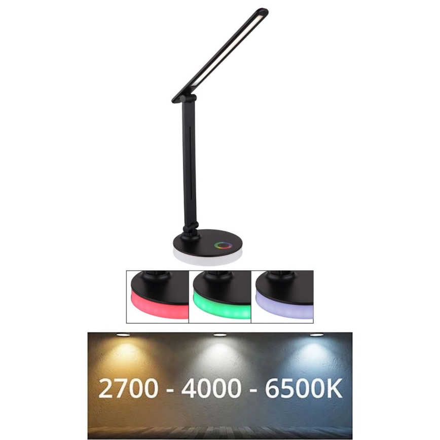 Globo - LED RGBW Prigušiva stolna lampa na dodir LED/5W/230V + LED/2W 2700K/4000K/6500K crna