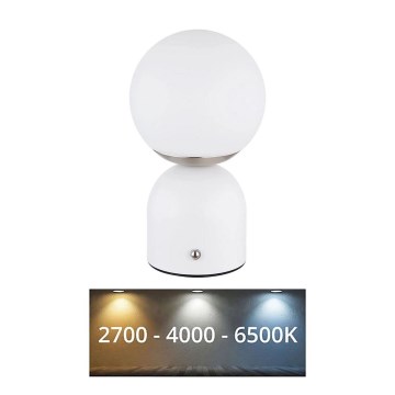 Globo - LED stolna lampa s dodirnim upravljanjem svjetline LED/2,5W/3,7V 2700/4000/6500K 1800 mAh USB bijela