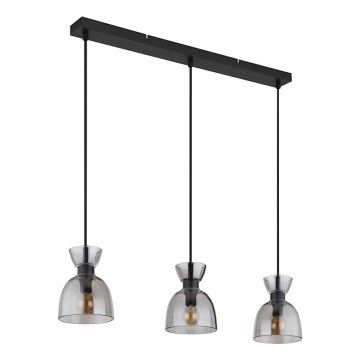 Globo - Luster na sajli 3xE14/40W/230V crna/dimna