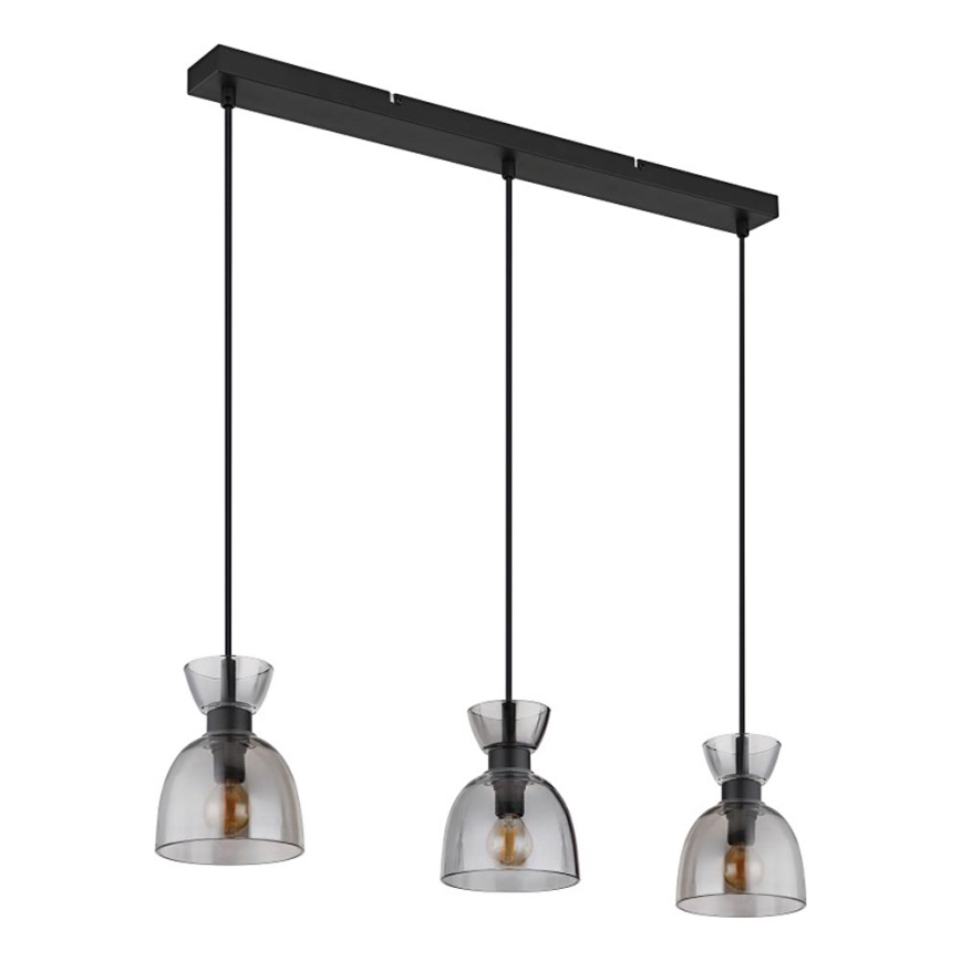 Globo - Luster na sajli 3xE14/40W/230V crna/dimna