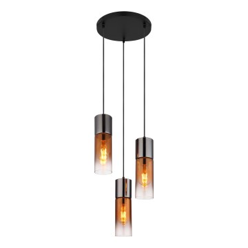 Globo - Luster na sajli 3xE27/25W/230V crna/bakrena