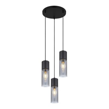 Globo - Luster na sajli 3xE27/25W/230V pr. 30 cm crna