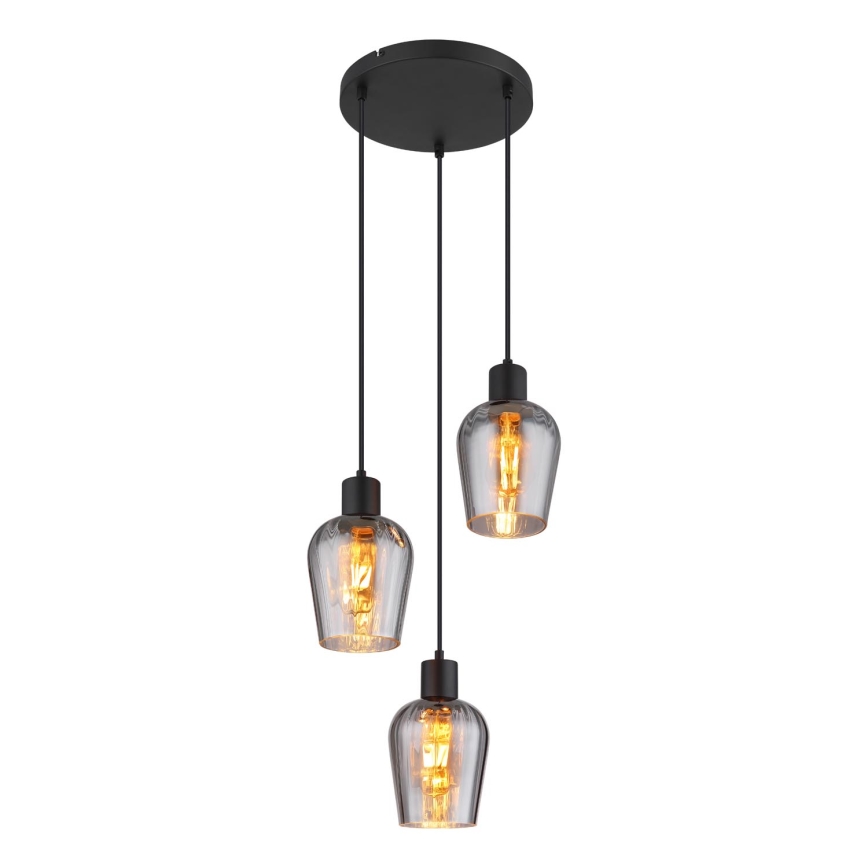 Globo - Luster na sajli 3xE27/40W/230V pr. 28,5 cm crna