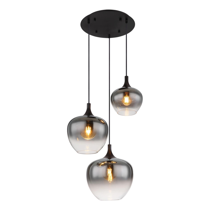 Globo - Luster na sajli 3xE27/40W/230V pr. 48 cm crna