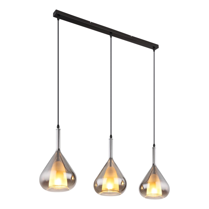 Globo - Luster na sajli 3xE27/60W/230V crna
