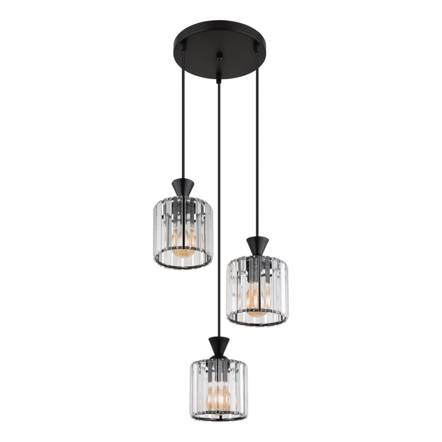Globo - Luster na sajli 3xE27/60W/230V pr. 32 cm crna