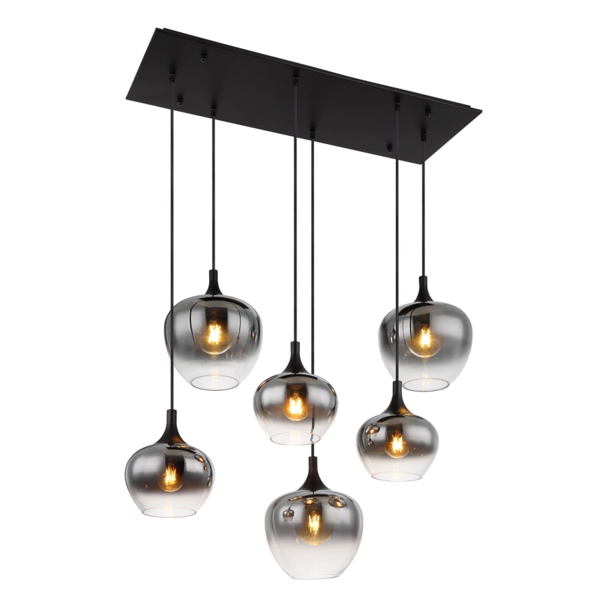 Globo - Luster na sajli 6xE27/40W/230V crna