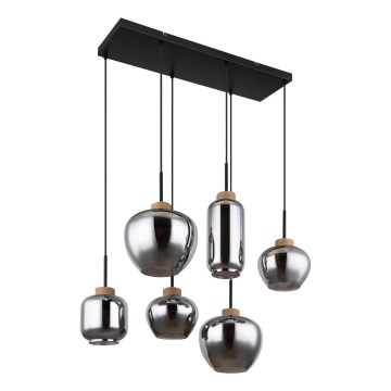 Globo - Luster na sajli 6xE27/40W/230V crni