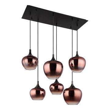 Globo - Luster na sajli 6xE27/40W/230V smeđa/dimna