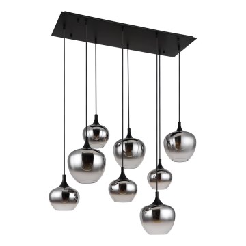 Globo - Luster na sajli 8xE27/40W/230V, crne boje