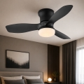 Globo - Prigušivi stropni ventilator s LED/15W/230V 2700-6500K crni + daljinski upravljač