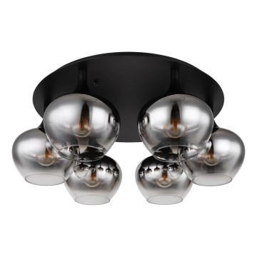 Globo - Prislonjeni stropni luster 6xE27/40W/230V Ø 65 cm crna