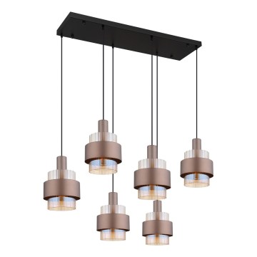 Globo - Smeđi luster na sajli 6xE27/60W/230V
