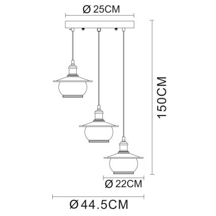 Globo - Viseća svjetiljka 3xE27/60W/230V