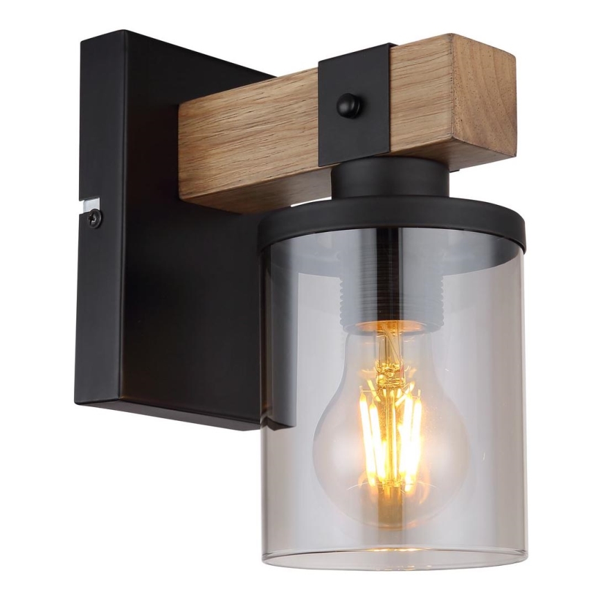 Globo - Zidna lampa 1xE27/60W/230V hrast/dimna