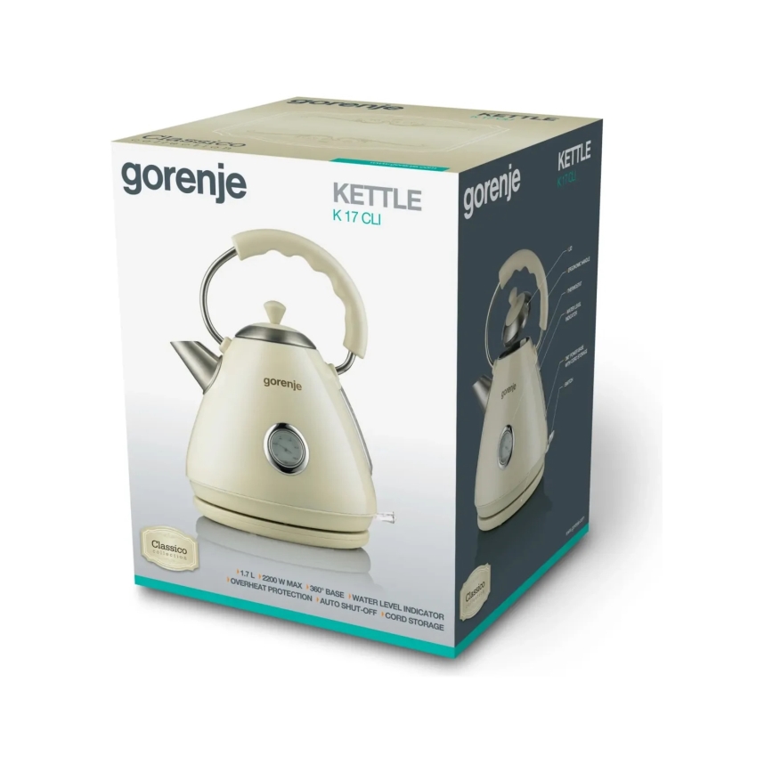 GORENJE K17CLI - Električno kuhalo za vodu 1,7 l 2200W/230V bež