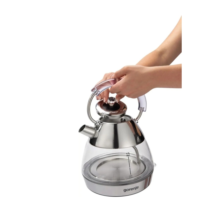 GORENJE K17GPD - Električno kuhalo za vodu 1,7 l 2200W/230V prozirno/nehrđajući čelik