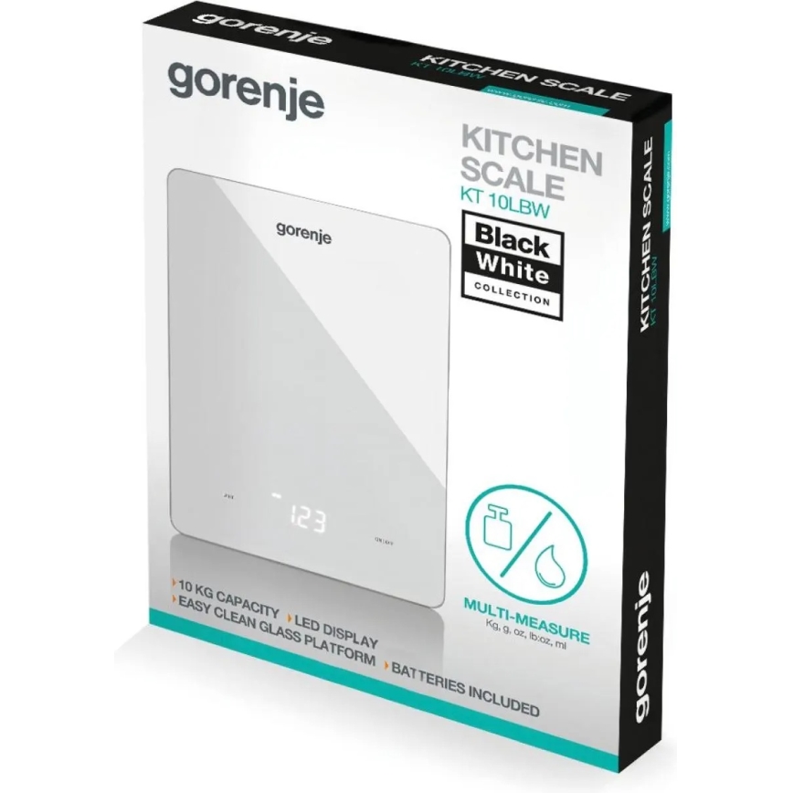GORENJE KT10LBW - Digitalna kuhinjska vaga 3xAAA bijela