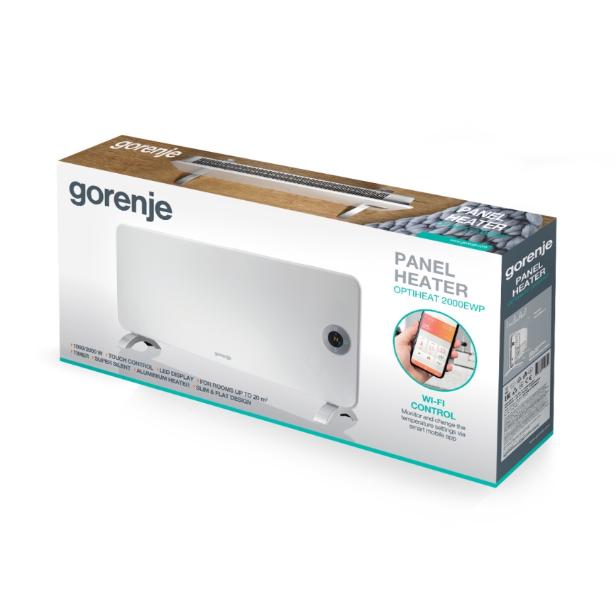 GORENJE OPTIHEAT 2000EWP - Pametni električni grijač/konvektor 2000W IP44 Wi-Fi bijeli
