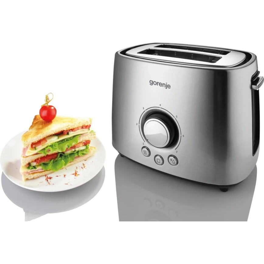 GORENJE T1000E - Toster s dvjema utorima i rešetkom za pecivo 1000 W/230 V inox