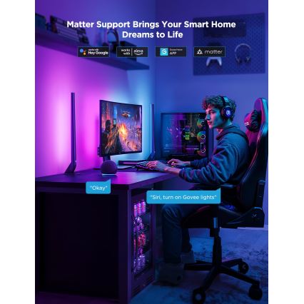 Govee - AI Sync Box Kit 2 Pametni komplet za PC osvjetljenje 27-34 + LED paneli Wi-Fi