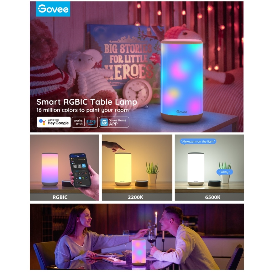 Govee - LED RGBIC prigušivačka stolne lampe AURA 2 2200-6500K Wi-Fi Matter