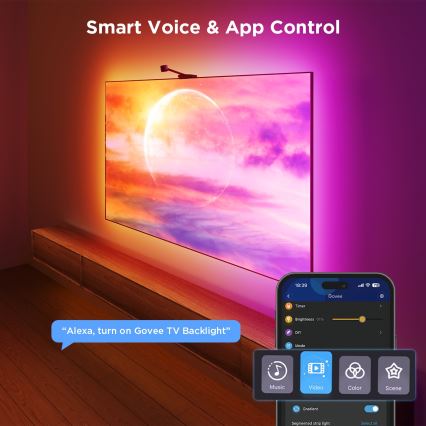 Govee - Backlight 3S Netflix TV 55-65 SMART LED RGBICW pozadinsko osvjetljenje Wi-Fi + daljinski upravljač
