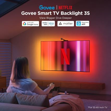 Govee - Backlight 3S Netflix TV 55-65 SMART LED RGBICW pozadinsko osvjetljenje Wi-Fi + daljinski upravljač