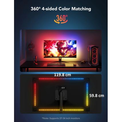 Govee - Dreamview G1 pametno LED RGBIC osvjetljenje monitora 27-34 Wi-Fi