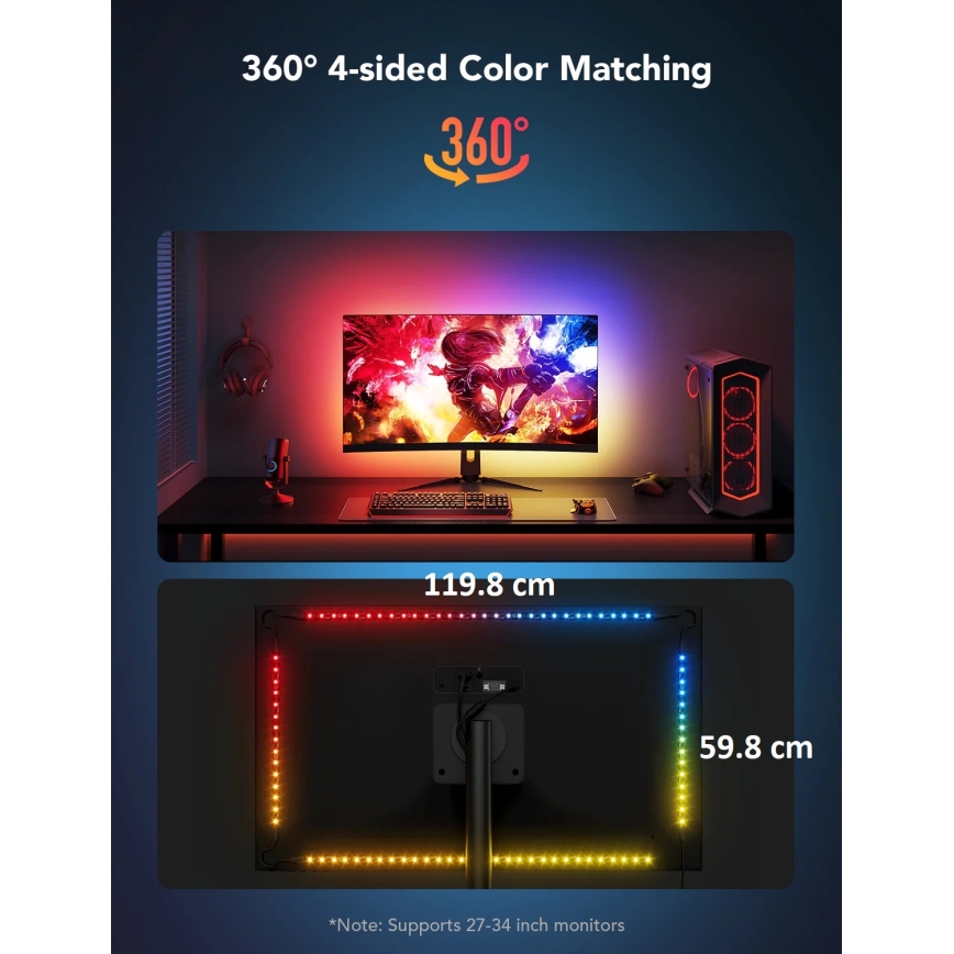 Govee - Dreamview G1 pametno LED RGBIC osvjetljenje monitora 27-34 Wi-Fi