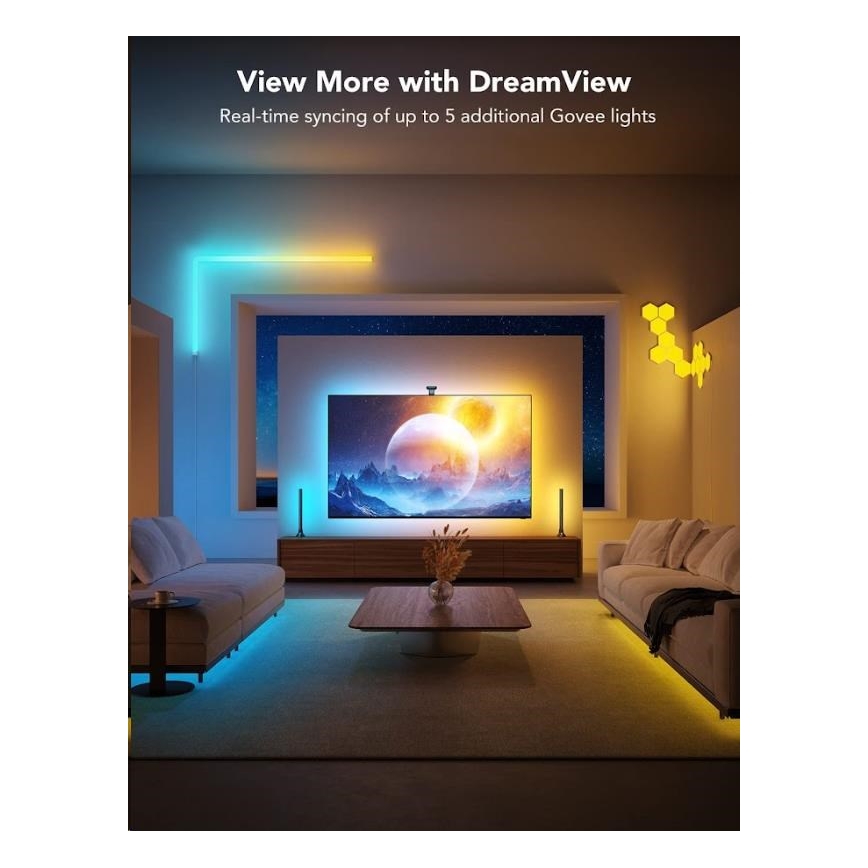 Govee - DreamView T2 DUAL TV 55-65 SMART LED RGBIC pozadinsko osvjetljenje Wi-Fi + daljinski upravljač
