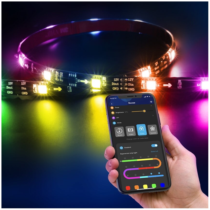 Govee - DreamView T2 DUAL TV 55-65 SMART LED RGBIC pozadinsko osvjetljenje Wi-Fi + daljinski upravljač