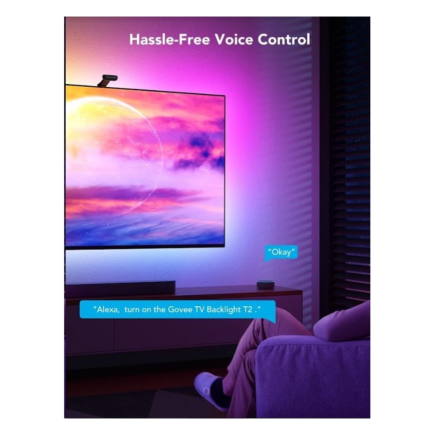 Govee - DreamView T2 DUAL TV 55-65" SMART LED s pozadinskim osvjetljenjem RGBIC Wi-Fi + daljinski upravljač