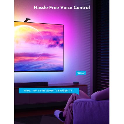 Govee - DreamView T2 DUAL TV 75-85 SMART LED pozadinsko osvjetljenje RGBIC Wi-Fi + daljinski upravljač