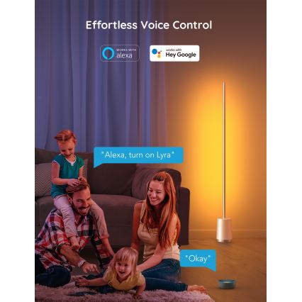 Govee - LED Prigušiva podna lampa Lyra Smart RGBICWW 2200-6500K Wi-Fi + daljinski upravljač