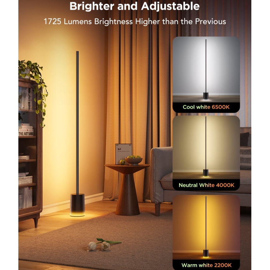Govee - LED Prigušiva podna lampa Smart MATTER LED RGBICWW 2200-6500K Wi-Fi + daljinski upravljač