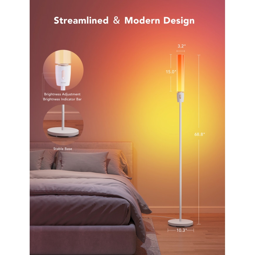 Govee - LED Prigušiva podna lampa CYLINDER SMART RGBICWW 2200-6500K