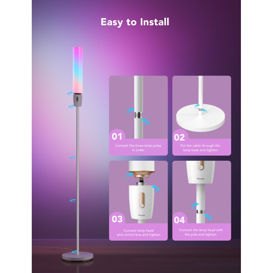 Govee - LED Prigušiva podna lampa CYLINDER SMART RGBICWW 2200-6500K