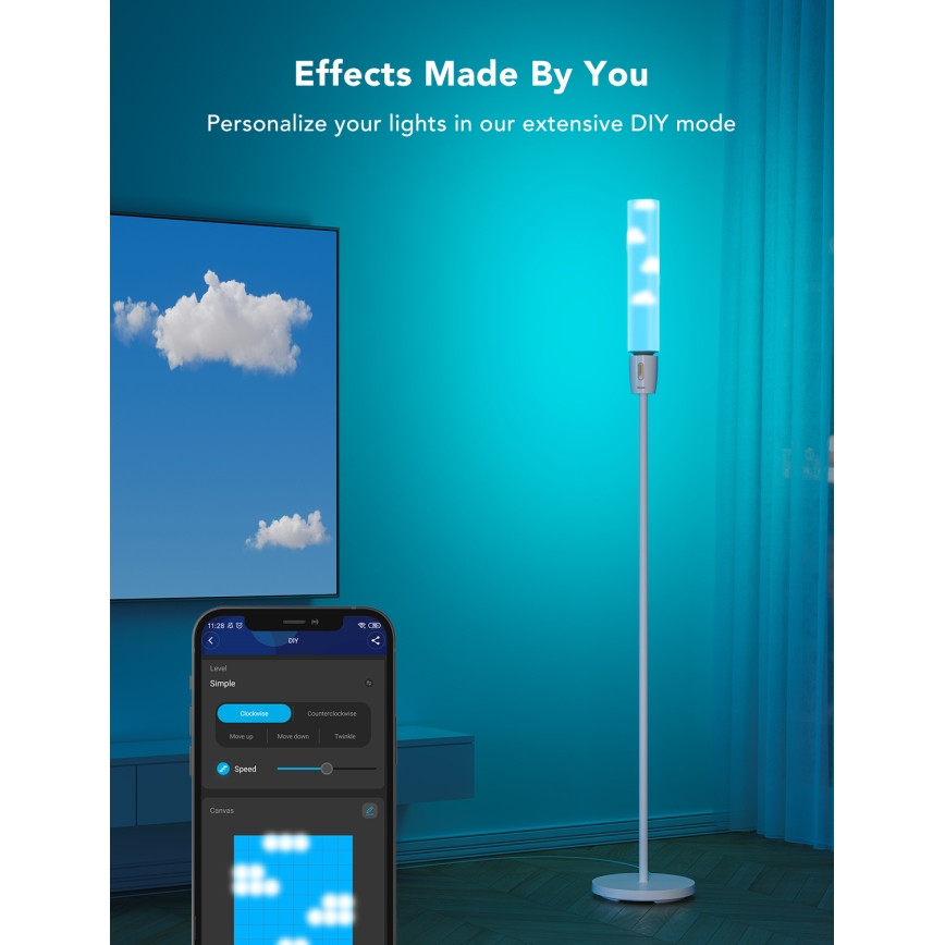 Govee - LED Prigušiva podna lampa CYLINDER SMART RGBICWW 2200-6500K