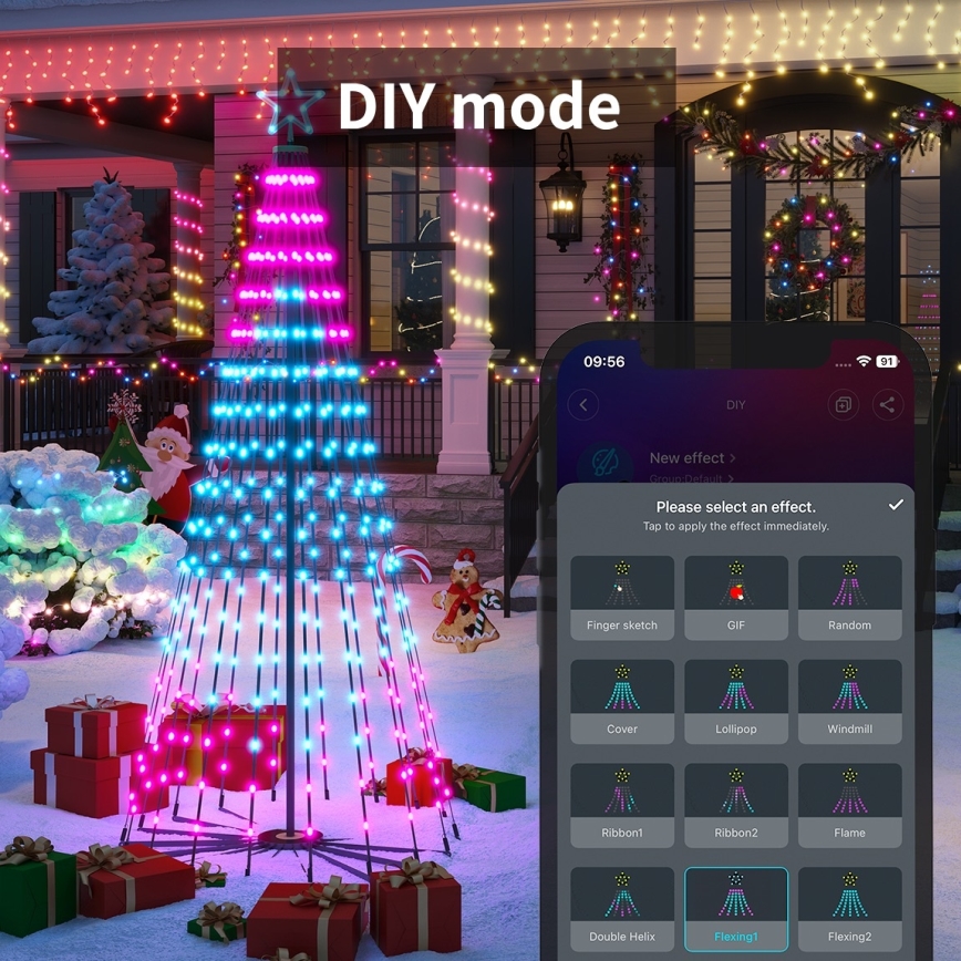 Govee - LED RGBIC Božićno drvce s zvijezdom LED/15W/230V IP65 1,8m Matter Wi-Fi